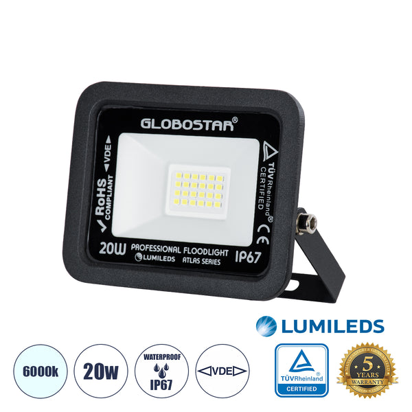 ATLAS Professional LED Fluter 20W 2500lm 120° AC 220-240V – Wasserdicht IP67 – TÜV Rheinland zertifiziert – 5 Jahre Garantie