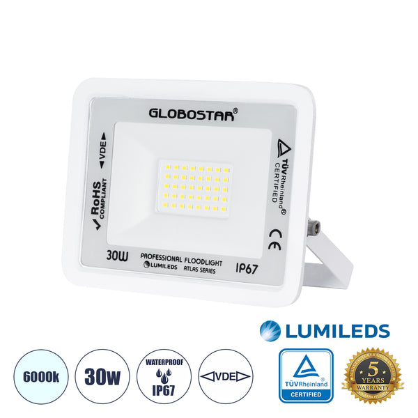 ATLAS Professional LED Fluter 30W 3750lm 120° AC 220-240V – Wasserdicht IP67 – TÜV Rheinland zertifiziert – 5 Jahre Garantie