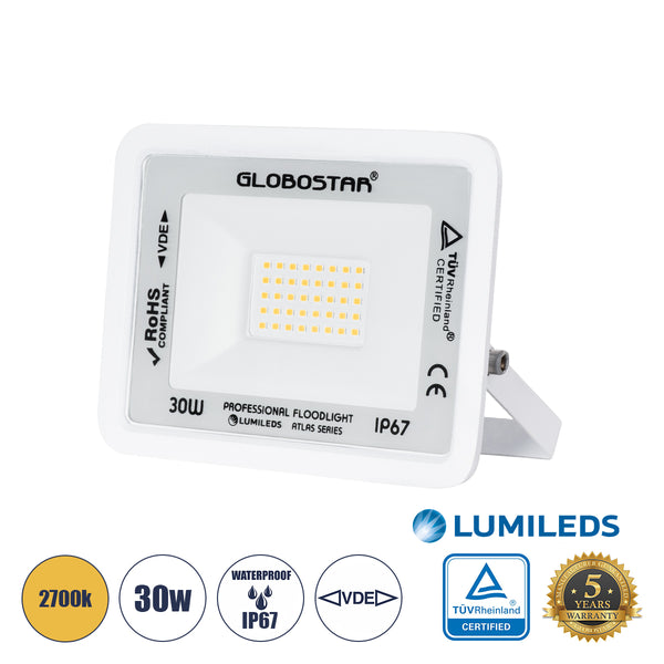 ATLAS Professional LED Fluter 30W 3450lm 120° AC 220-240V – Wasserdicht IP67 – TÜV Rheinland zertifiziert – 5 Jahre Garantie