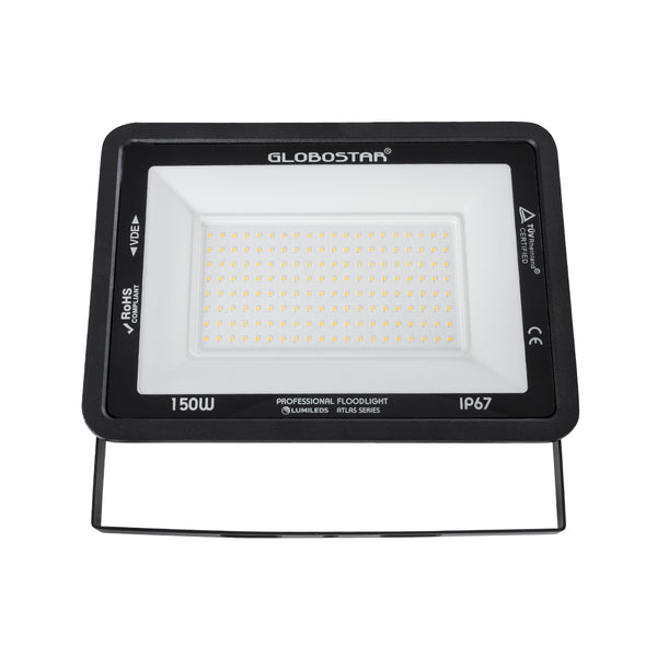 ATLAS 61430 Επαγγελματικός Προβολέας LED 150W 17250lm 120° AC 220-240V - Αδιάβροχος IP67 - Μ32 x Π4 x Υ23cm - Μαύρο - Θερμό Λευκό 2700K - LUMILEDS Chips - TÜV Rheinland Certified - 5 Years Warranty