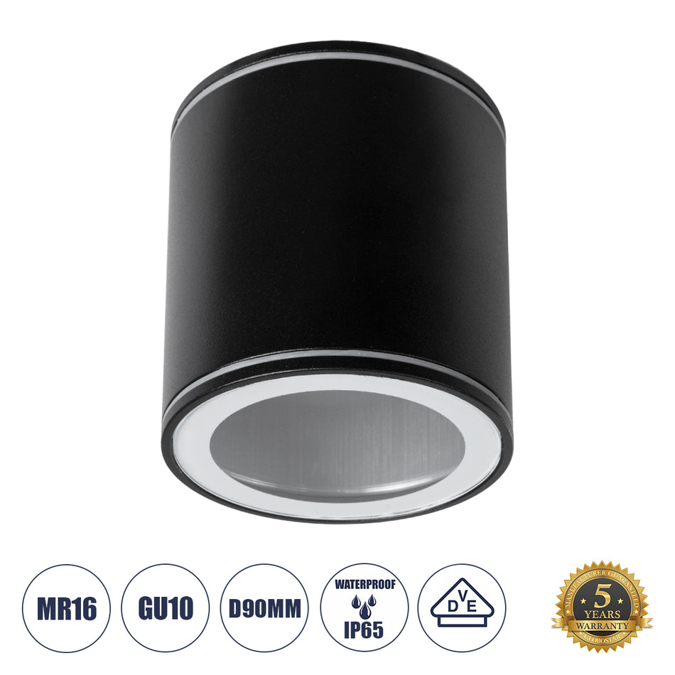 kelvo® MARETTI 61445 Φωτιστικό Downlight Σποτ για Λάμπα MR16 με Ντουί 1 x GU10 AC 220-240V Αδιάβροχο IP65 - Μαύρο Ματ - Μ9 x Π9 x Υ9cm