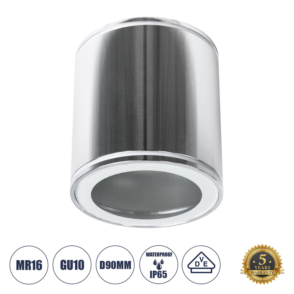 kelvo® MARETTI 61448 Φωτιστικό Downlight Σποτ για Λάμπα MR16 με Ντουί 1 x GU10 AC 220-240V Αδιάβροχο IP65 - Νίκελ Βούρτσας - Μ9 x Π9 x Υ9cm