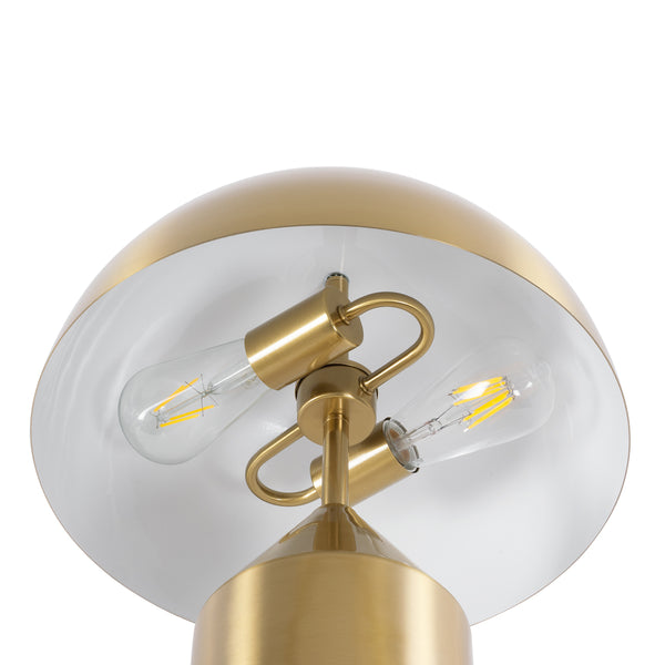 URANUS-M Moderne Tischlampe, tragbar, zweiflammig, 2 x E27 AC220–240 V, IP20 – Φ35 x H54 cm – goldene Metallglocke mit Ein/Aus-Schalter – 5 Jahre Garantie