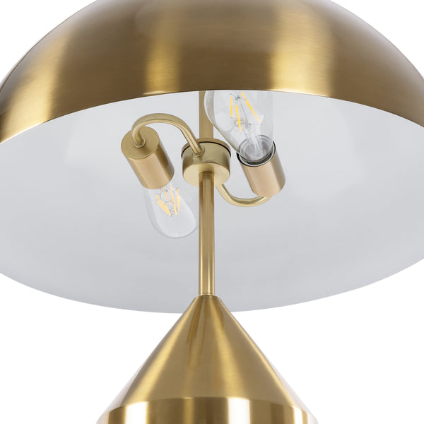 URANUS-L 61459 Moderne Tischlampe, tragbar, zweiflammig, 2 x E27, AC220–240 V, IP20 – Φ50 x H77 cm – goldene Metallglocke mit Ein-/Aus-Schalter – 5 Jahre Garantie