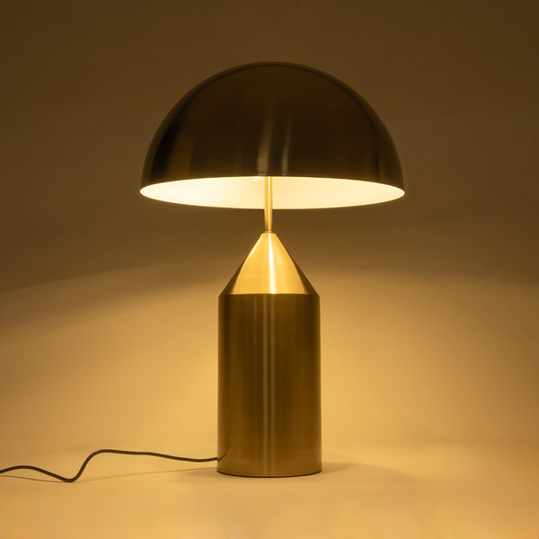 URANUS-L 61459 Moderne Tischlampe, tragbar, zweiflammig, 2 x E27, AC220–240 V, IP20 – Φ50 x H77 cm – goldene Metallglocke mit Ein-/Aus-Schalter – 5 Jahre Garantie