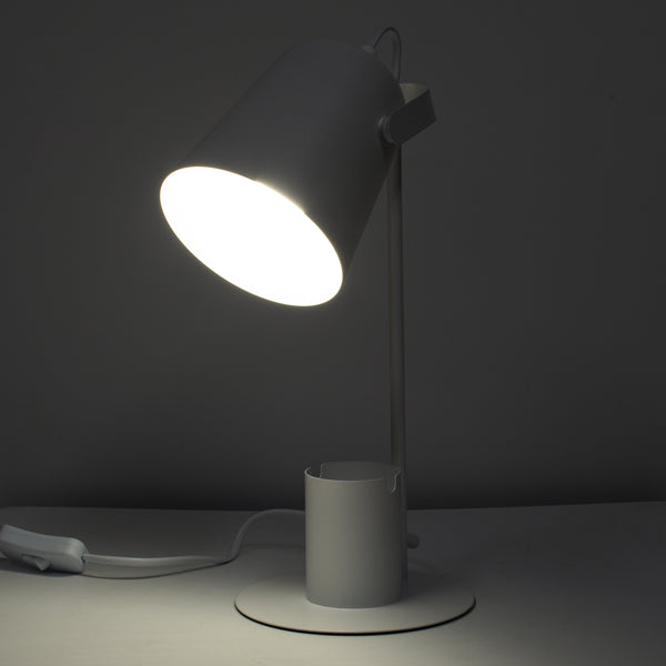 Pencase 61564 Modern Office Lighting Light - Portatiff - Single 1 X E27 Bell Metal White cu comutator On/Off - Creioane și bază de telefon - L12 X W15 X H38CM