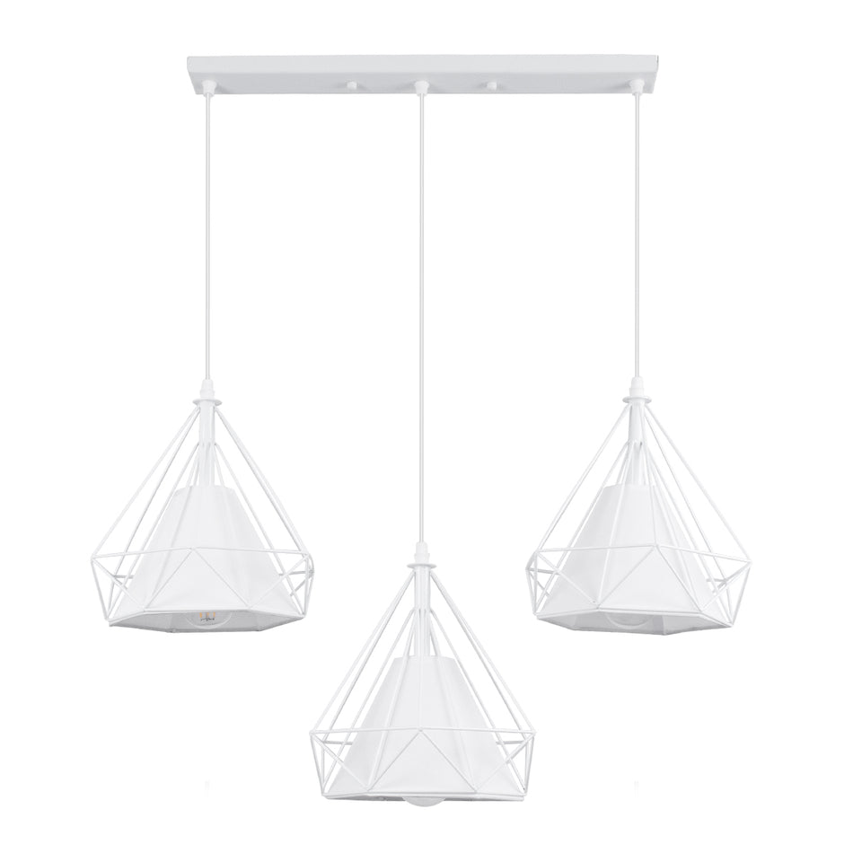 GLOBOSTAR® EIFFEL 61570 Vintage Κρεμαστό Φωτιστικό Οροφής με Ντουί 3 x E27 AC 220-240V IP20 - Λευκό - Μ68 x Π25 x Υ130cm