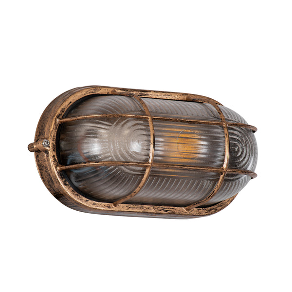 BOATLIGHT 61584 Vintage Industrial Φωτιστικό Τοίχου - Απλίκα - Καραβοχελώνα Εξωτερικού Χώρου Μονόφωτο 1 x E27 AC220-240V Αδιάβροχο IP65 - Σώμα Αλουμινίου & Tempered Glass - Μ21 x Π10.4 x Υ9cm - Αντικέ Μπρονζέ - Οβάλ - 5 Years Warranty