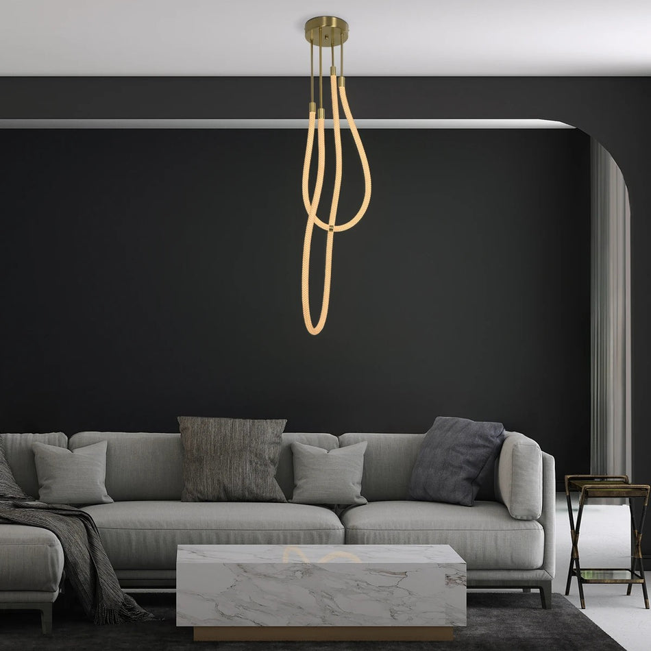 kelvo® GLOW 61672 Μοντέρνο Φωτιστικό Οροφής LED 42W 4200lm 360° AC 220-240V IP20 Ρυθμιζόμενο Λευκό CCT με Χειριστήριο από 2700K έως 6000K Dimmable - Lumileds SMD Chip - Χρυσό Πλατίνα & Λευκό Νήμα - Μ50 x Π50 x Υ70cm - 3 Χρόνια Εγγύηση