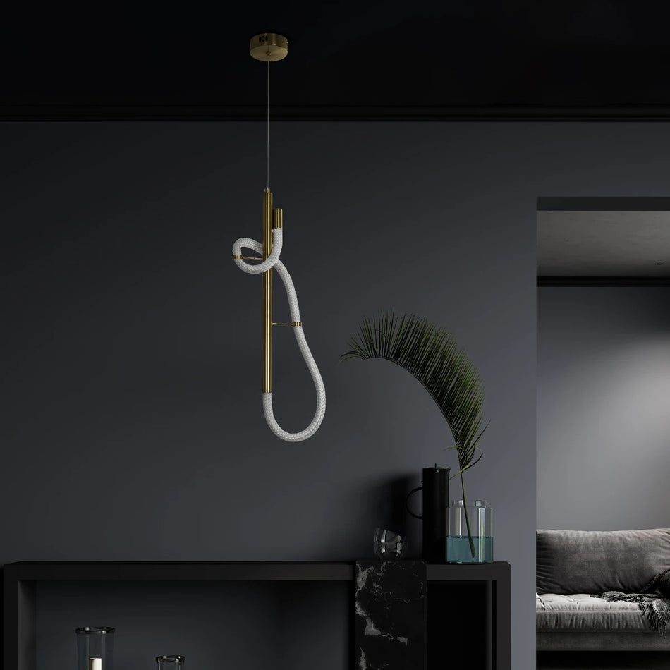 kelvo® GLOW 61680 Μοντέρνο Κρεμαστό Φωτιστικό Οροφής LED 24W 2400lm 360° AC 220-240V IP20 Ρυθμιζόμενο Λευκό CCT με On/Off 2700K/4500K/6000K - Lumileds SMD Chip - Χρυσό Πλατίνα & Λευκό Νήμα - Μ24 x Π10 x Υ62cm - 3 Χρόνια Εγγύηση