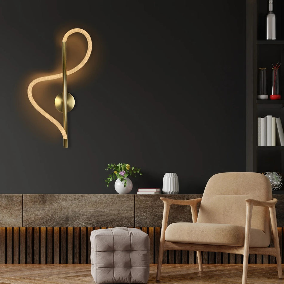 kelvo® GLOW 61682 Μοντέρνο Φωτιστικό Τοίχου - Απλίκα LED 24W 2400lm 360° AC 220-240V IP20 Ρυθμιζόμενο Λευκό CCT με On/Off 2700K/4500K/6000K - Lumileds SMD Chip - Χρυσό Πλατίνα & Λευκό Νήμα - Μ30 x Π15 x Υ70cm - 3 Χρόνια Εγγύηση