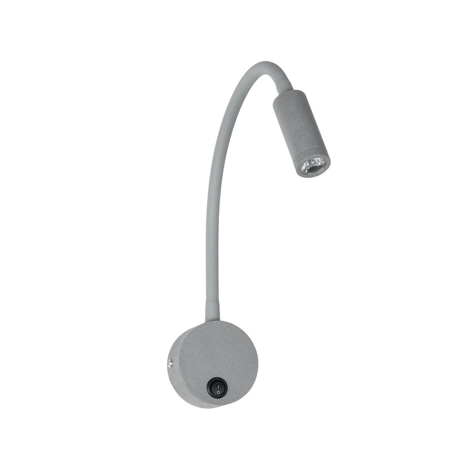 GLOBOSTAR® GOOSE 61689 Μοντέρνο Φωτιστικό Τοίχου - Απλίκα Ξενοδοχείου Reading Light LED 3W 300lm 36° AC 220-240V IP20 Θερμό Λευκό 2700K - CREE XPE Chip & TÜV SÜD Driver - Γκρι Ανθρακί Ματ - Μ6.5 x Π15 x Υ24.5cm - 3 Χρόνια Εγγύηση