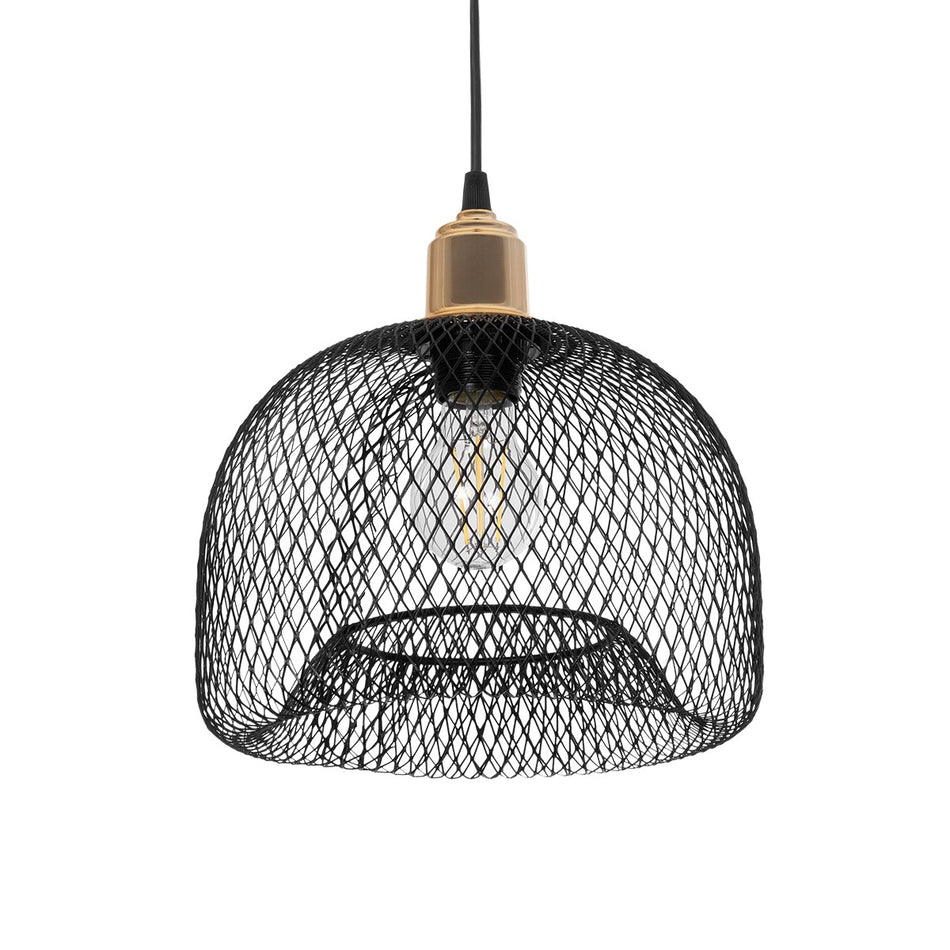 GLOBOSTAR® GLOZIA 201-0018 Μοντέρνο Κρεμαστό Φωτιστικό Οροφής με Ντουί 1 x E27 AC 220-240V IP20 - Μαύρο & Χρυσό - Μ25 x Π25 x Υ26cm