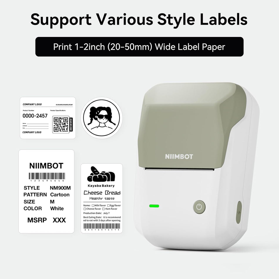 Niimbot Thermal Label Printer B1 2 Inch White Green