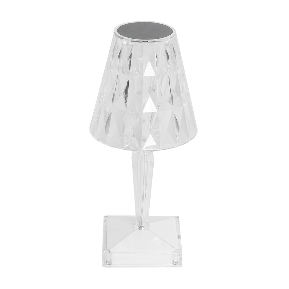 CRYSTAL 62042 Lampe à poser LED moderne 1W 100lm 360° DC 5V USB-C avec batterie rechargeable Li-ion 3.7V 1600mAh IP44 Multicolore RGBW avec télécommande Dimmable - Puce Sanan SMD - Transparent - L11.5 x l11.5 x H25.5cm - Garantie 3 ans