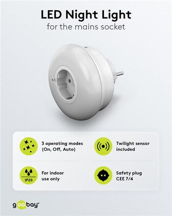 GOOBAY LED φωτιστικό νυκτός 64566 με πρίζα schuko, 6500K, IP20