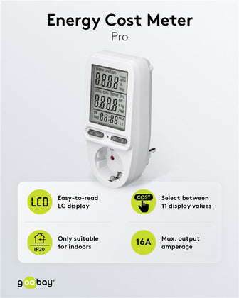 GOOBAY μετρητής κατανάλωσης ρεύματος 64590 με οθόνη, 16A, λευκός