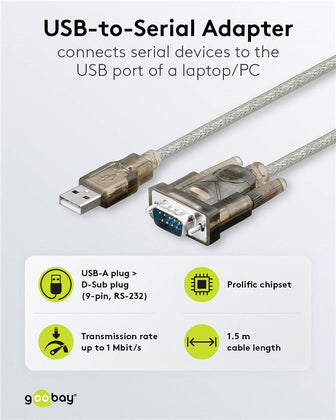 GOOBAY καλώδιο USB σε RS-232 68875, 1 Mbit/s, 1.5m, διάφανο