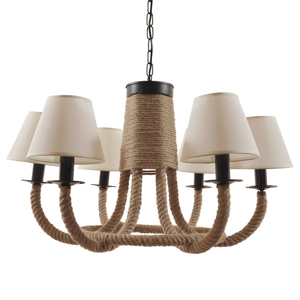 GLOBOSTAR® VERONE 10001020 Vintage Κρεμαστό Φωτιστικό Οροφής με Ντουί 6 x E14 AC 220-240V IP20 - Μπεζ - Μ65 x Π65 x Υ45cm