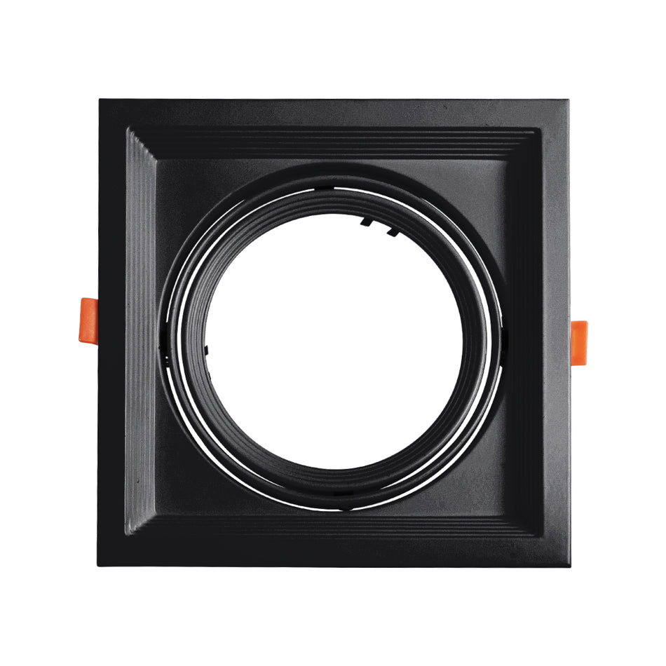 GLOBOSTAR® VITA 77853 Χωνευτή Κινούμενη Βάση για Σποτ AR111 για Ντουί GU10/GU5.3 IP20 - Μαύρο Ματ - Μ18 x Π18 x Υ4.5cm / Q17.5 x 17.5cm