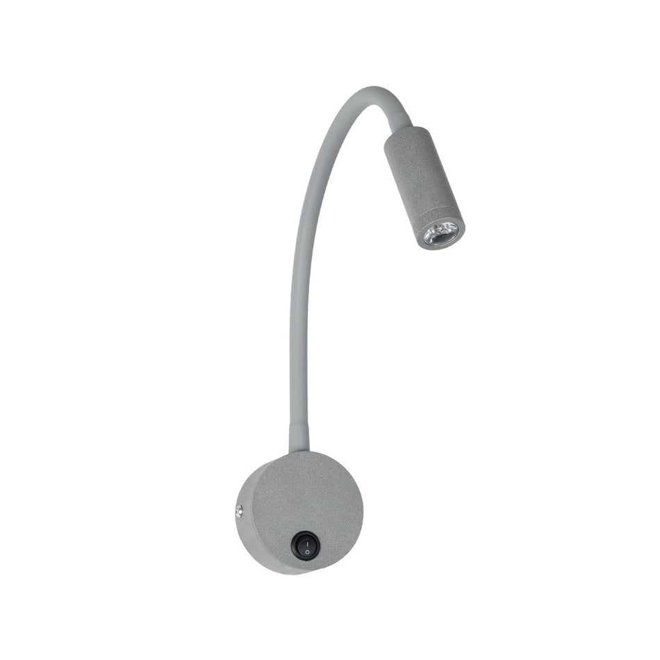 GLOBOSTAR® GOOSE 61689 Μοντέρνο Φωτιστικό Τοίχου - Απλίκα Ξενοδοχείου Reading Light LED 3W 300lm 36° AC 220-240V IP20 Θερμό Λευκό 2700K - CREE XPE Chip & TÜV SÜD Driver - Γκρι Ανθρακί Ματ - Μ6.5 x Π15 x Υ24.5cm - 3 Χρόνια Εγγύηση