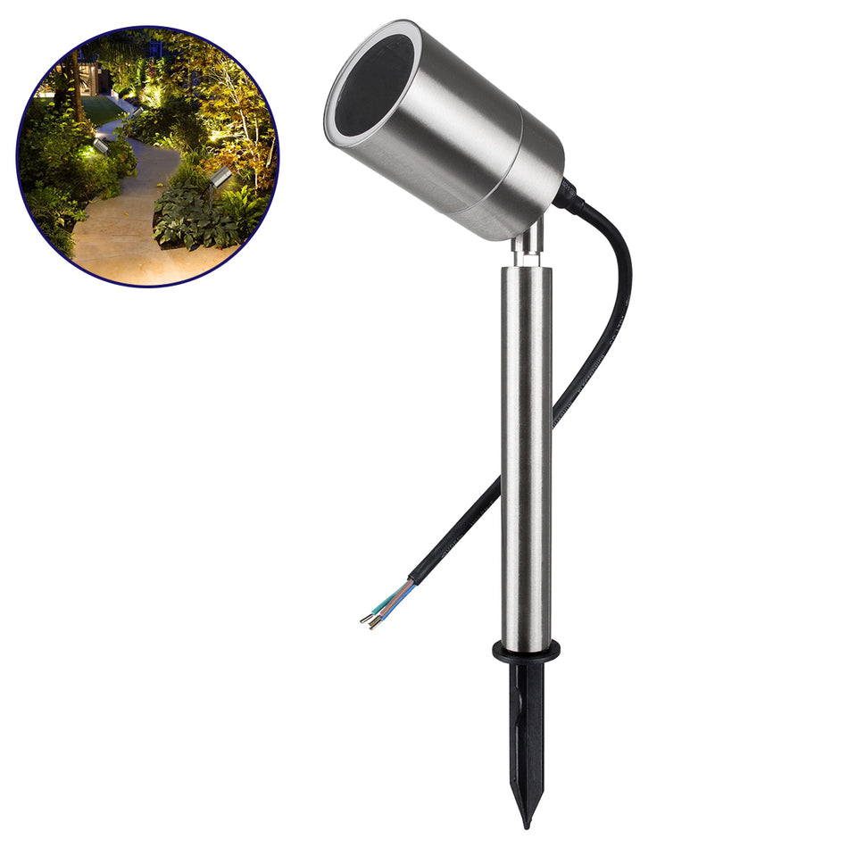 GloboStar® 75580 Προβολάκι Κήπου Καρφωτό 1xGU10 STAINLESS STEEL Αδιάβροχο IP67