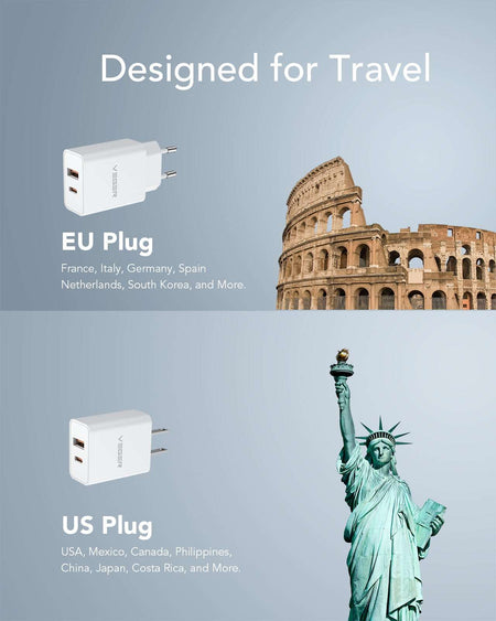 Veger VLS302U Φορτιστής Χωρίς Καλώδιο με Θύρα USB-A και Θύρα USB-C 30W Power Delivery / Quick Charge 3.0 Λευκός