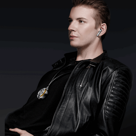 Recci REP-W56 Angle-Wing Necklace In-ear Bluetooth Handsfree Earphones with Charging Case Silver