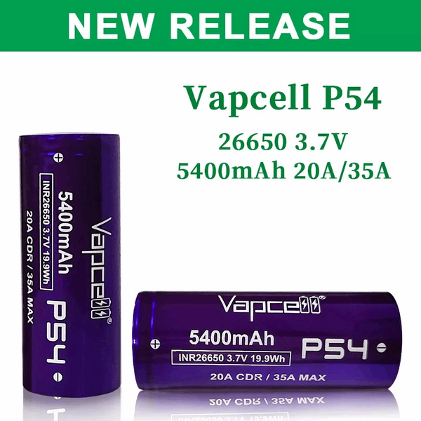 Vapcell® Επαναφορτιζόμενη Μπαταρία INR26650 P54 5400mAh 3.7V 20A/35A 1τμχ