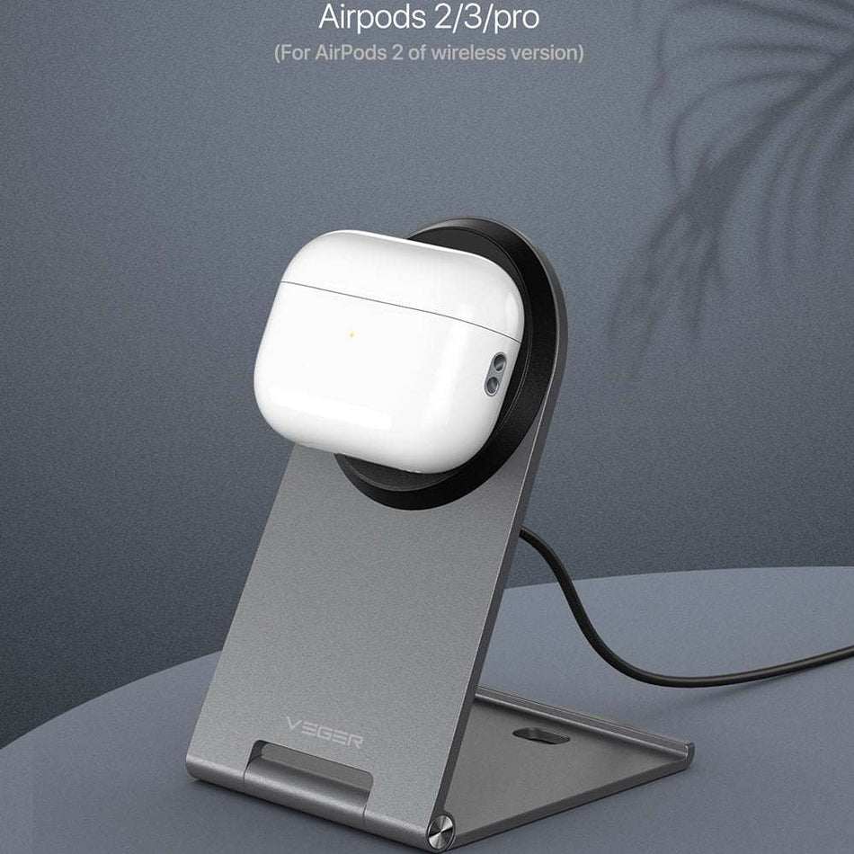 Veger Q7 - Aluminum QI2 standard 15W magnetic wireless charger, foldable ultra-thin design, black