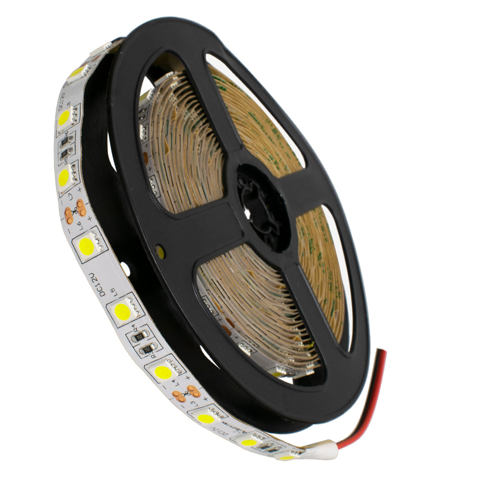 GLOBOSTAR® LUMAR 70020 Ταινία LED 14.4W/m 1440lm/m 120° DC 12V IP20 60 x SMD5050 Chip/m Ψυχρό Λευκό 6000K Dimmable - Sanan SMD Chip - Μ500 x Π1 x Υ0.2cm - Ρολό 5 Μέτρων - 5 Χρόνια Εγγύηση