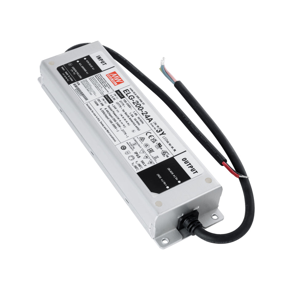 GLOBOSTAR® MEANWELL-ELG-200-24A 90789 Τροφοδοτικό/Μετασχηματιστής SELV 200W 8.4A DC 24V Αδιάβροχο IP65 - AC 220-240V σε DC 24V / Ρυθμιζόμενο από 22.4VDC έως 25.6VDC - Μ24.4 x Π7.1 x Υ3.75cm - 3 Χρόνια Εγγύηση