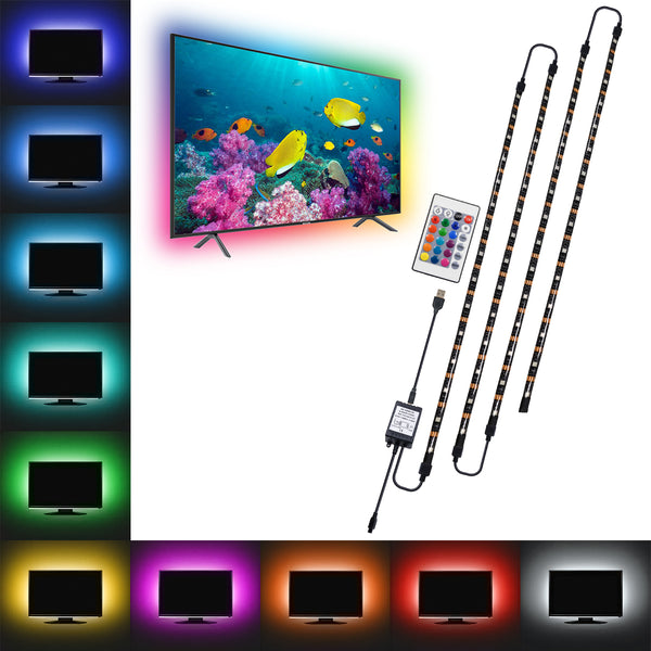 Set Tape TV Kit LED RGB SMD 5050 2m (4x50CM) 14,4W/2m 60LED/2m 1454lm/2m 120° USB DC 5V - Wasserdicht IP65 RGB