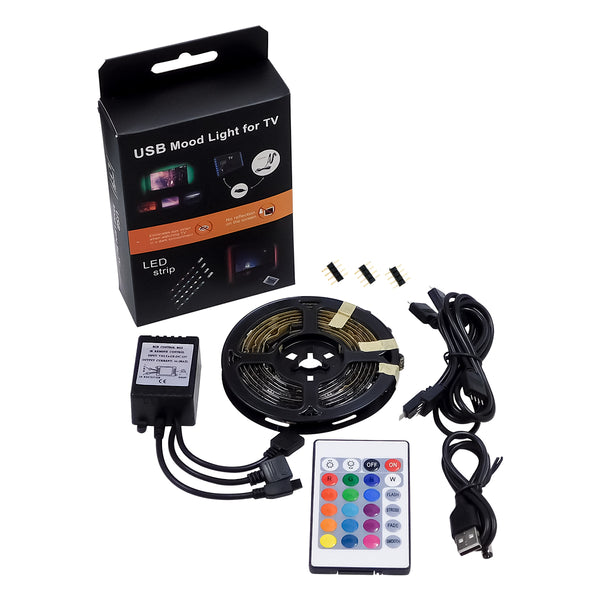 Set Tape TV Kit LED RGB SMD 5050 2m (4x50CM) 14,4W/2m 60LED/2m 1454lm/2m 120° USB DC 5V - Wasserdicht IP65 RGB