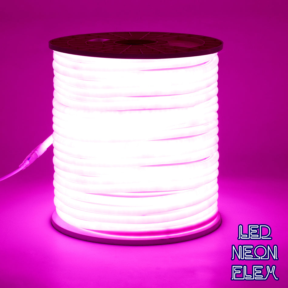 GLOBOSTAR® NEOTUBE 70597 Ταινία Neon Flex LED 12W/m 600lm/m 360° DC 220-240V Αδιάβροχο IP65 120 x SMD2835 Chip/m Ροζ Dimmable - Sanan SMD Chip - Μ100 x Π1.3 x Υ1.3cm - 3 Χρόνια Εγγύηση