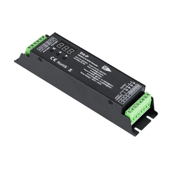 70669 D4-P SKYDANCE DC DMX & RDM Dimmer High Speed Controller / Decoder 4 Καναλιών DC 12-48V 4 x 8A 384W - Max 32.5A 1152W - IP20 Μ17.5 x Π4.5 x Υ2.8cm - 5 Years Warranty