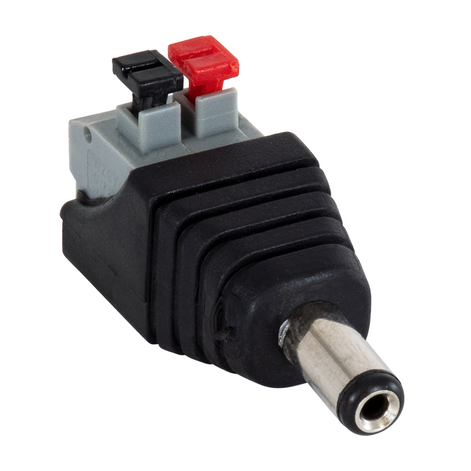 STRIPDC 70677 Ταχυσύνδεσμος DC Jack 5.5x2.1mm Αρσενικός σε Πατητή Κλέμα IP20 - Μαύρο - Μ4.1 x Π1.5 x Υ2cm
