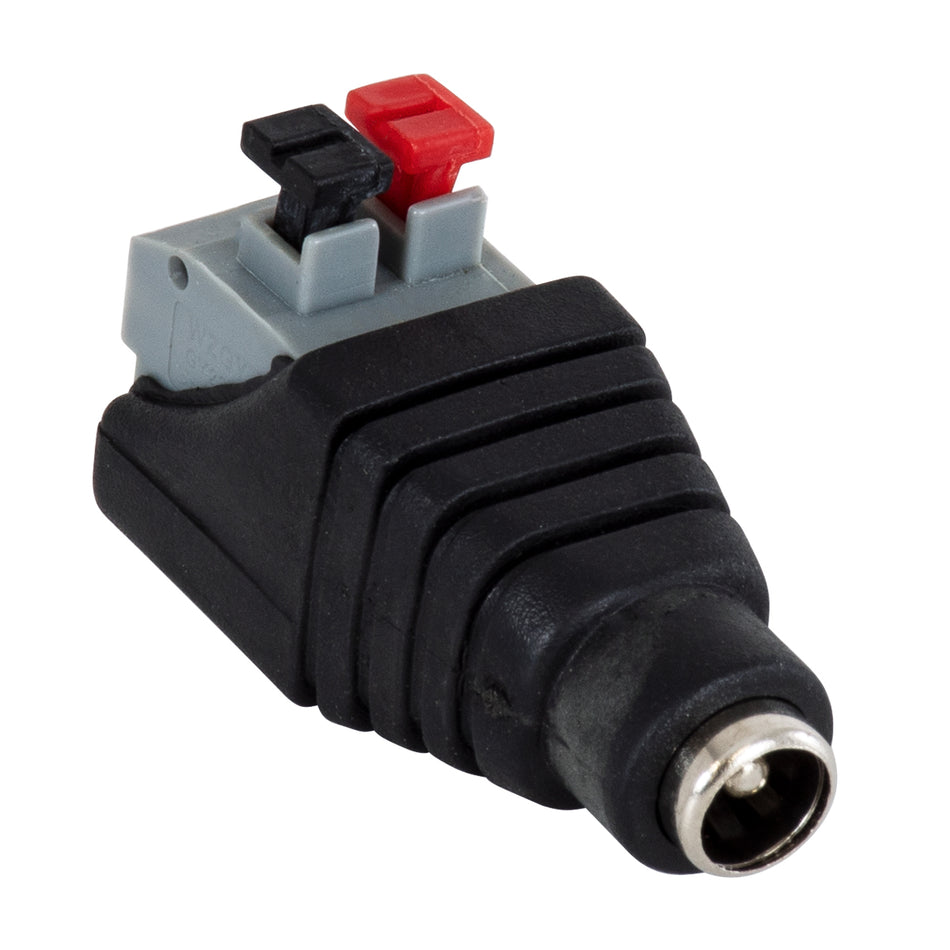 STRIPDC 70678 Ταχυσύνδεσμος DC Jack 5.5x2.1mm Θηλυκός σε Πατητή Κλέμα IP20 - Μαύρο - Μ4.1 x Π1.5 x Υ2cm