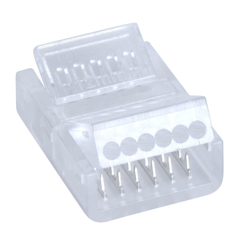 STRIPCON 70690 Schnellverbinder für RGBW+WW LED-Streifen 12mm auf 6 Kabel IP20 - Transparent - L2.1 x B1.3 x H0.7cm