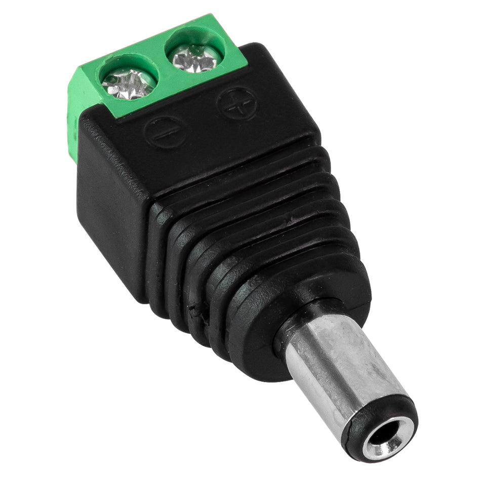 STRIPDC 70702 Ταχυσύνδεσμος DC Jack 5.5x2.1mm Αρσενικός σε Κλέμα IP20 - Μαύρο - Μ3.7 x Π1.4 x Υ1.2cm