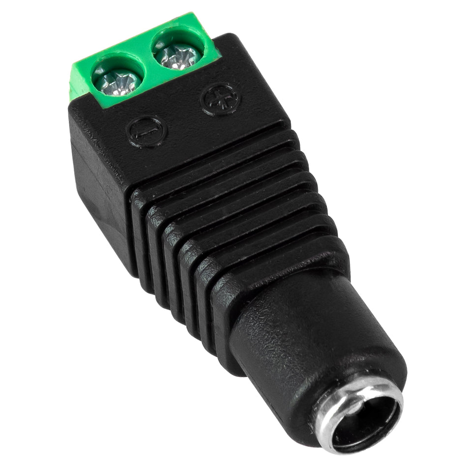 STRIPDC 70703 Ταχυσύνδεσμος DC Jack 5.5x2.1mm Θηλυκός σε Κλέμα IP20 - Μαύρο - Μ3.7 x Π1.4 x Υ1.2cm