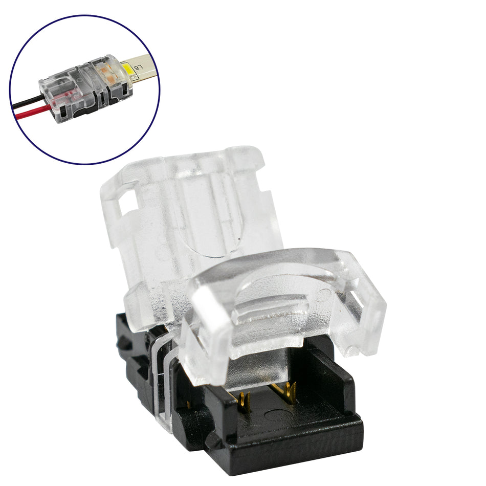 STRIPCON 70716 Ταχυσύνδεσμος για Μονόχρωμη Ταινία LED 8mm σε 2 Καλώδια Αδιάβροχο IP65 - Διάφανο - Μ1.3 x Π2.4 x Υ0.8cm