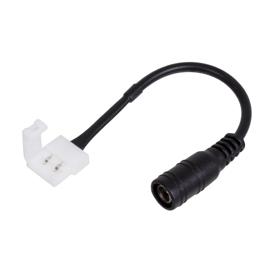 STRIPCON 70740 Ταχυσύνδεσμος για Μονόχρωμη Ταινία LED 10mm σε DC Jack 5.5x2.1mm Θηλυκό Σύνδεσμο IP20 - Λευκό - Μ15 x Π1.2 x Υ1.2cm