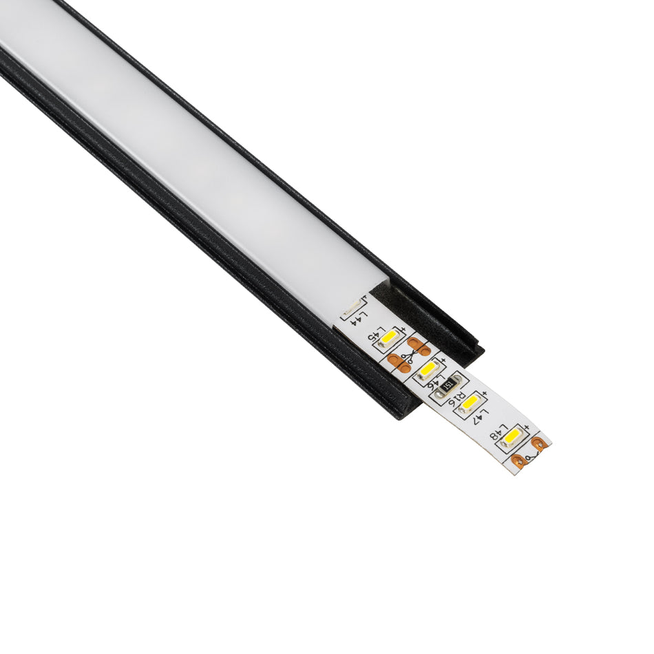 CURVED-PROFILE 70804-3M Προφίλ Αλουμινίου - Βάση & Ψύκτρα Ταινίας LED με Λευκό Γαλακτερό Κάλυμμα - Επιφανειακή Χρήση - Εύκαμπτο με Δυνατότητα Κυρτής Τοποθέτησης - Πατητό Κάλυμμα - Μαύρο - 3 Μέτρα - Πακέτο 5 Τεμαχίων - Μ300 x Π1.8 x Υ0.5cm