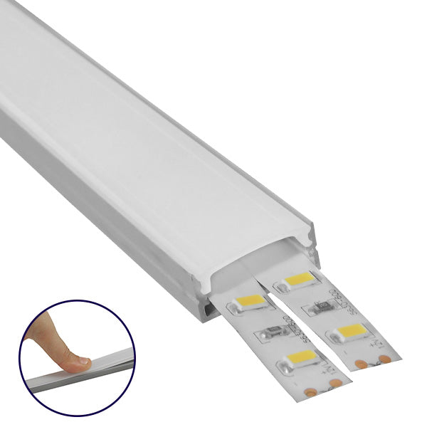 GLOBOSTAR® ALP-LINEAR ALIENA 70809-3M Επιφανειακό Προφίλ Αλουμινίου με Λευκό Γαλακτερό Πατητό Κάλυμμα για Ταινίες LED IP20 - Ασημί & Λευκό - Μ300 x Π2.4 x Υ1.1cm - Πακέτο 5 Τεμαχίων