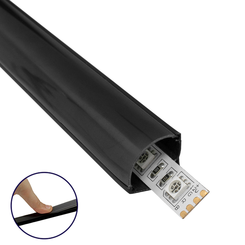 ALP-CORNER LINEO 70816-3M Επιφανειακό Γωνιακό Προφίλ Αλουμινίου με Μαύρο Φιμέ Πατητό Κάλυμμα για Ταινίες LED IP20 - Μαύρο - Μ300 x Π1.6 x Υ1.6cm - Πακέτο 5 Τεμαχίων