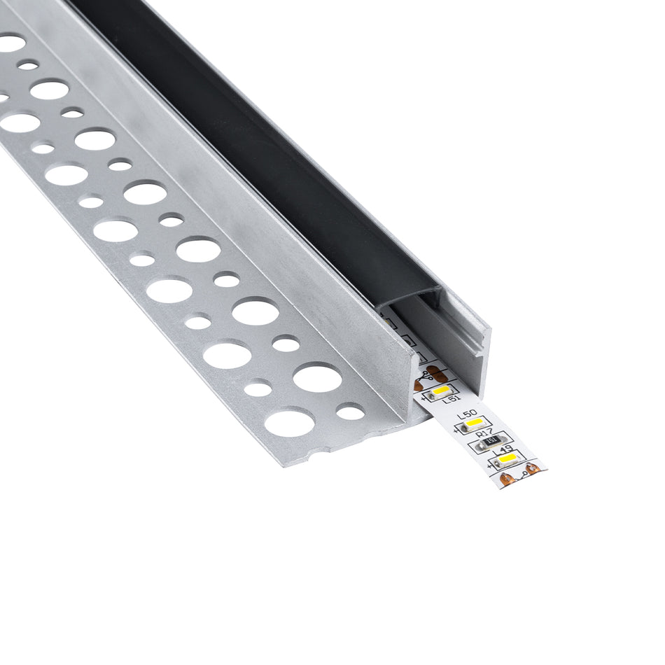 GloboStar® PLASTERBOARD-PROFILE 70835-3M Προφίλ Αλουμινίου - Βάση & Ψύκτρα Ταινίας LED με Μαύρο Φιμέ Κάλυμμα - Χωνευτή Τερματική Χρήση σε Τελείωμα Γυψοσανίδας ή σε Πλακάκι - Trimless - Πατητό Κάλυμμα - Ασημί - 3 Μέτρα - Πακέτο 5 Τεμαχίων - Μ300 x Π3.1 ...