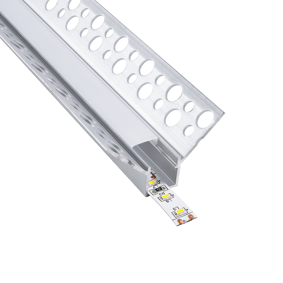 GloboStar® PLASTERBOARD-PROFILE 70836-3M Προφίλ Αλουμινίου - Βάση & Ψύκτρα Ταινίας LED με Λευκό Γαλακτερό Κάλυμμα - Χωνευτή Γωνιακή Χρήση σε Εσωτερική Γωνία Γυψοσανίδας - Trimless - Πατητό Κάλυμμα - Ασημί - 3 Μέτρα - Πακέτο 5 Τεμαχίων - Μ300 x Π3.1 x Υ...