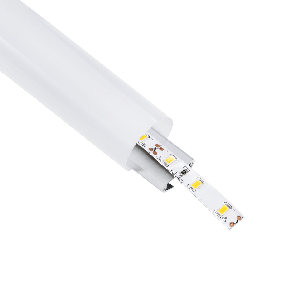 GLOBOSTAR® ALP-ROUND TUBIT 70853-3M Επιφανειακό & Κρεμαστό Προφίλ Αλουμινίου με Λευκό Γαλακτερό Πατητό Κάλυμμα για Ταινίες LED IP20 - Ασημί & Λευκό - Μ300 x Π3 x Υ3cm