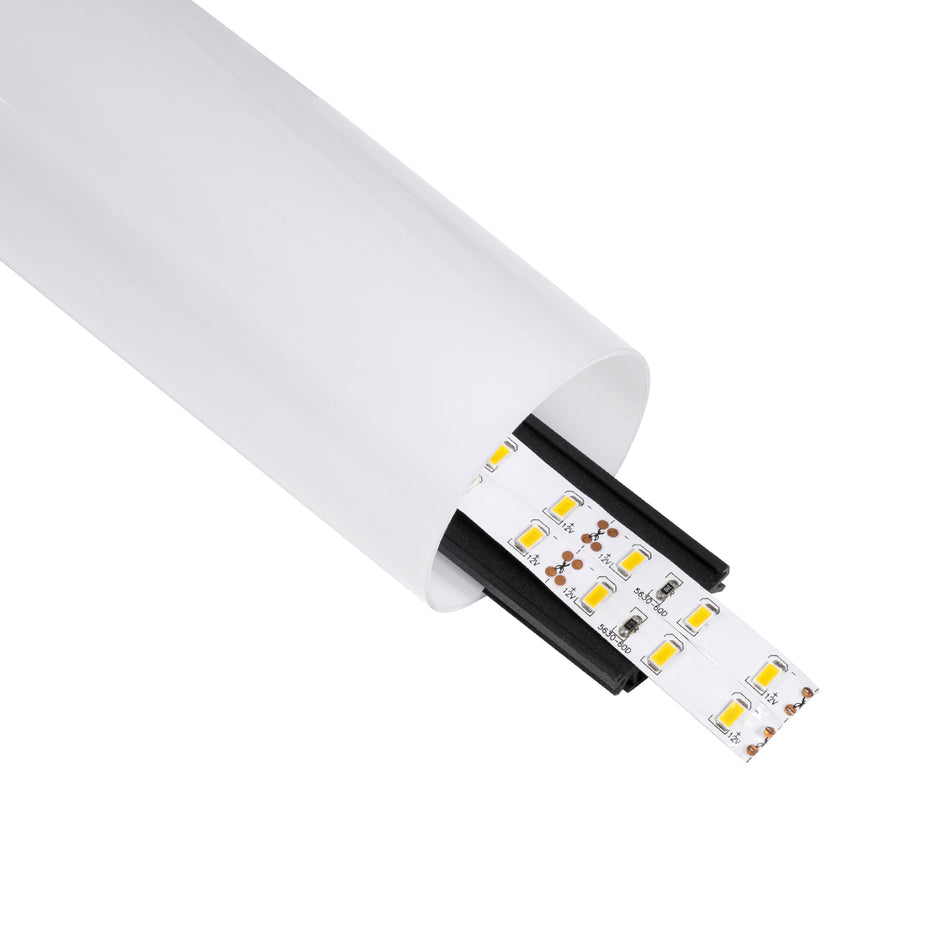GLOBOSTAR® ALP-ROUND TUBIT 70856-1M Επιφανειακό & Κρεμαστό Προφίλ Αλουμινίου με Λευκό Γαλακτερό Πατητό Κάλυμμα για Ταινίες LED IP20 - Μαύρο & Λευκό - Μ100 x Π6 x Υ6cm